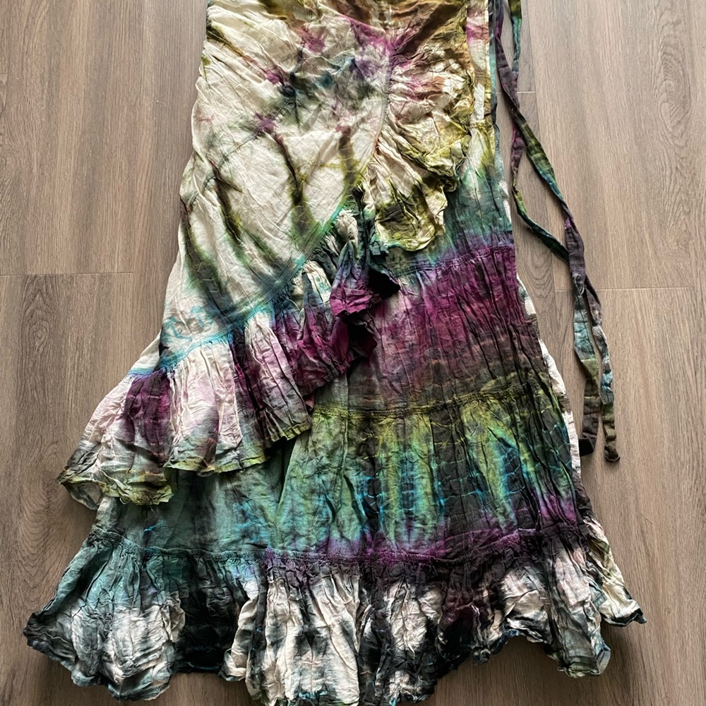 Multicolor Tie-Dye Maxi Tribal Belly dance Skirt